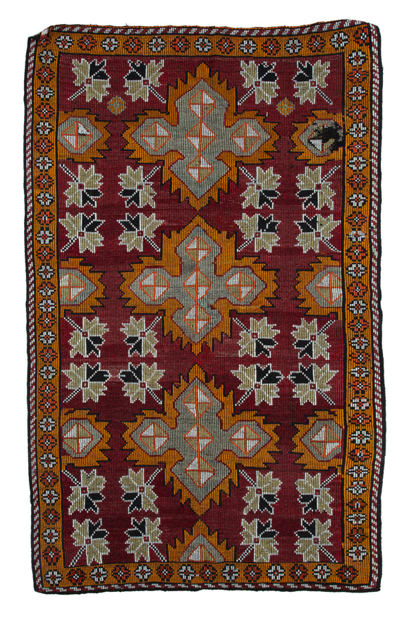 7x11 Multicolor Vintage Turkish Kilim Rug - 35714