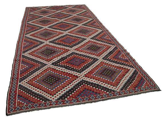 6x12 Multicolor Vintage Turkish Kilim Rug - 35719