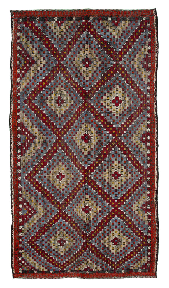 6x11 Multicolor Vintage Turkish Kilim Rug - 35722