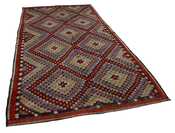 6x11 Multicolor Vintage Turkish Kilim Rug - 35722
