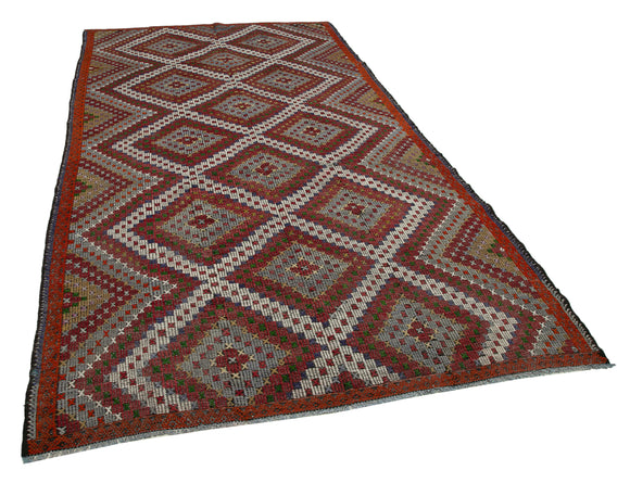 6x11 Multicolor Vintage Turkish Kilim Rug - 35728