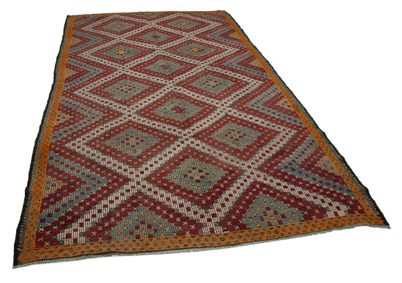 6x10 Multicolor Vintage Turkish Kilim Rug - 35731