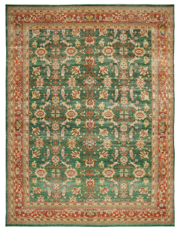 13x18 Green Oushak Rug - 36029