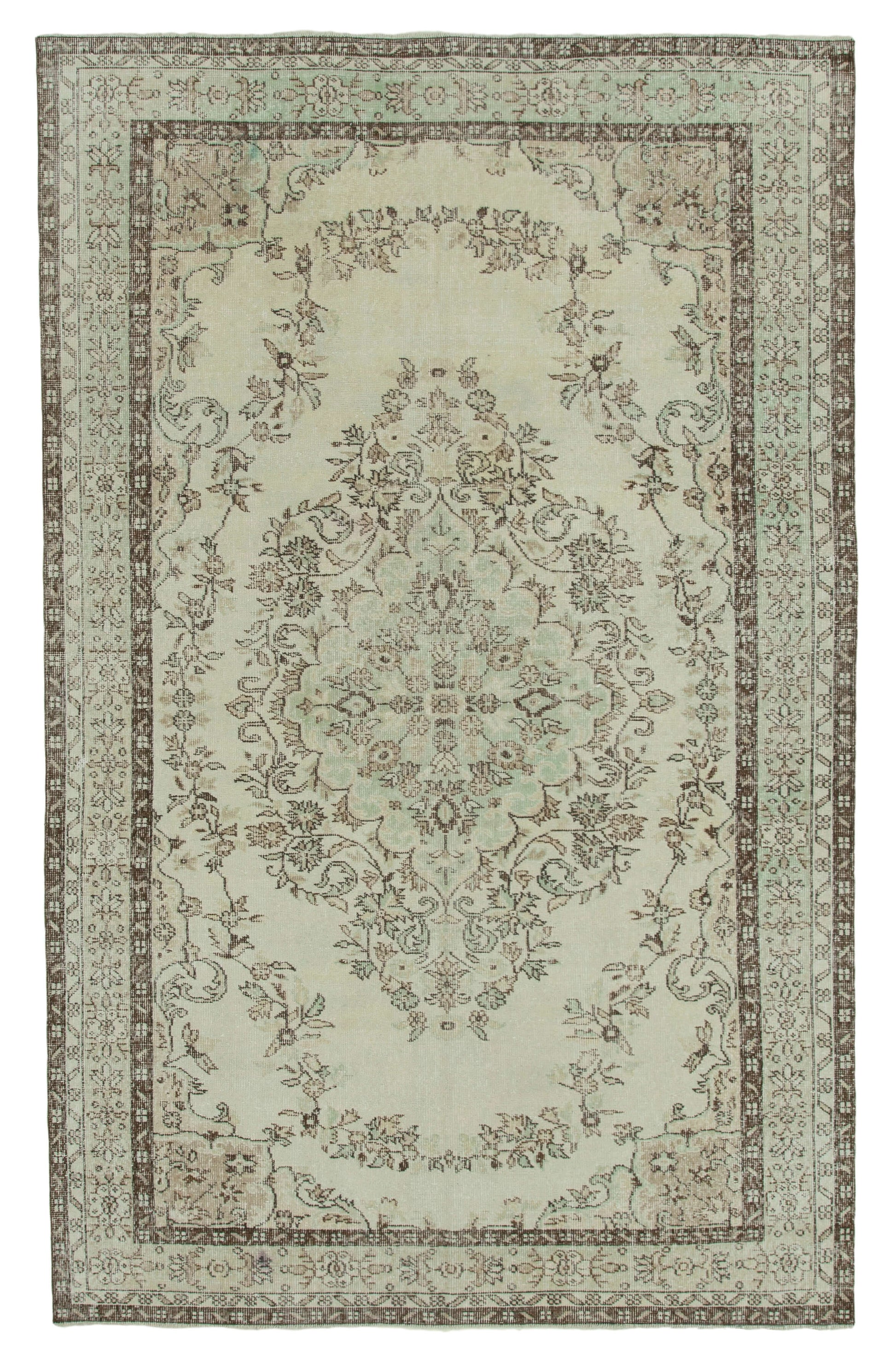 6x10 Beige Turkish Vintage Area Rug - 36359