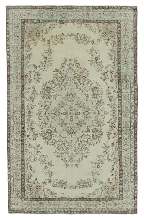6x10 Beige Turkish Vintage Area Rug - 36359