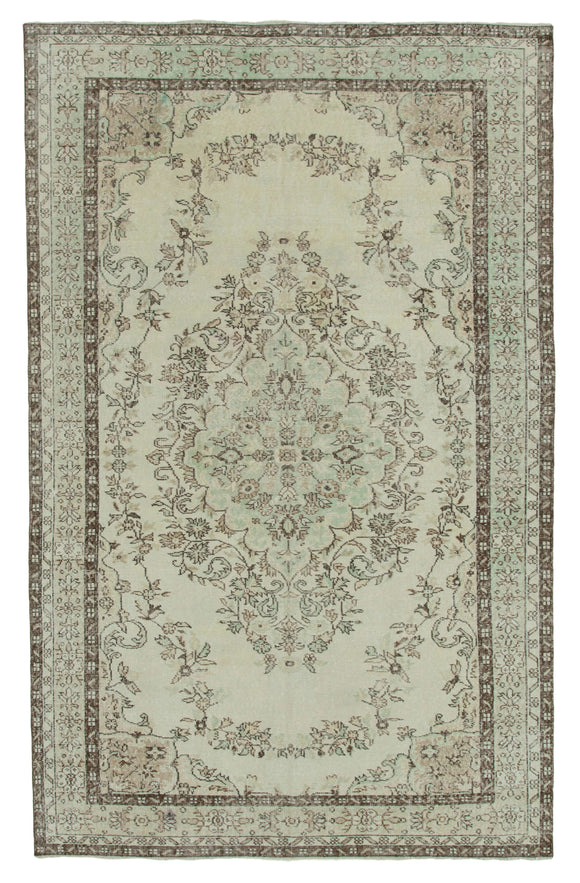 6x10 Beige Turkish Vintage Area Rug - 36359