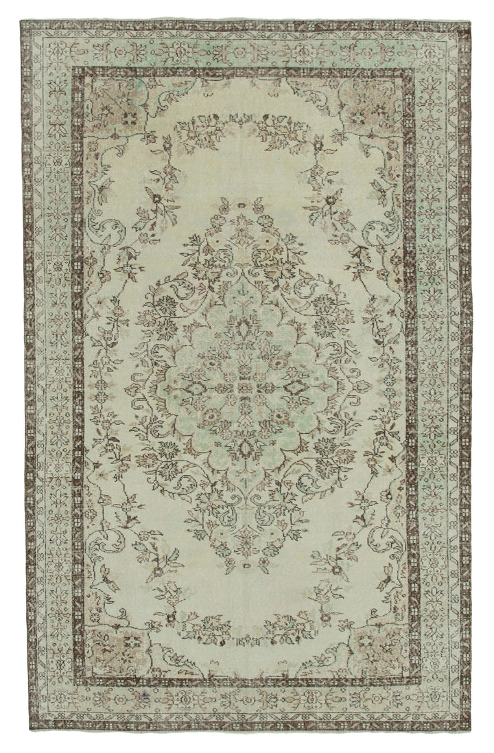 6x10 Beige Turkish Vintage Area Rug - 36359