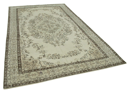 6x10 Beige Turkish Vintage Area Rug - 36359