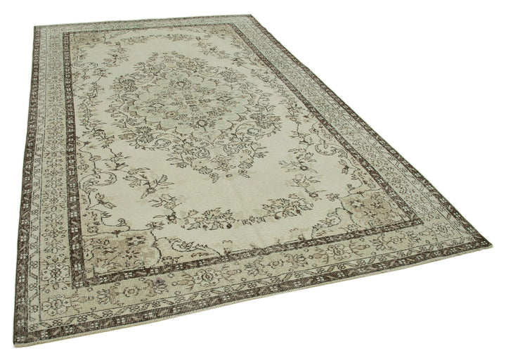 6x10 Beige Turkish Vintage Area Rug - 36359