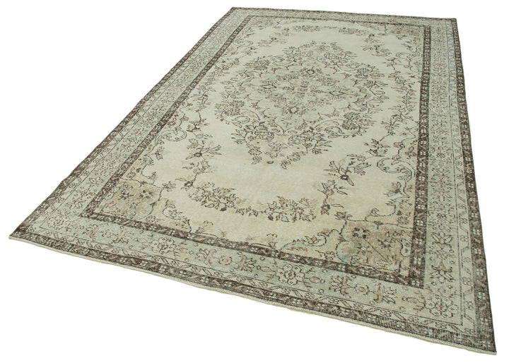 6x10 Beige Turkish Vintage Area Rug - 36359