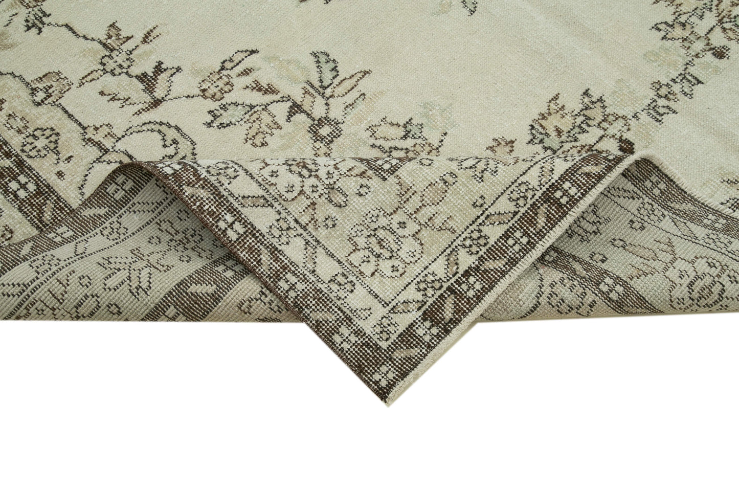 6x10 Beige Turkish Vintage Area Rug - 36359