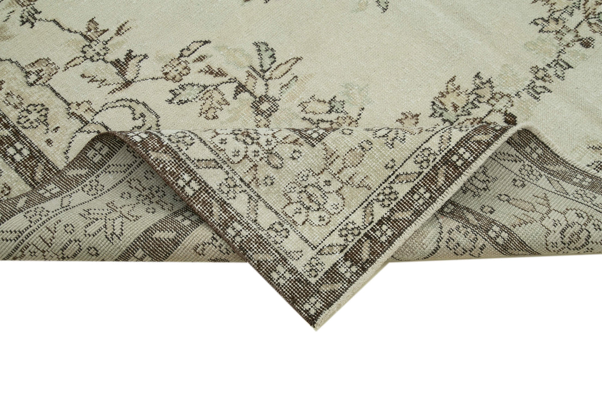 6x10 Beige Turkish Vintage Area Rug - 36359