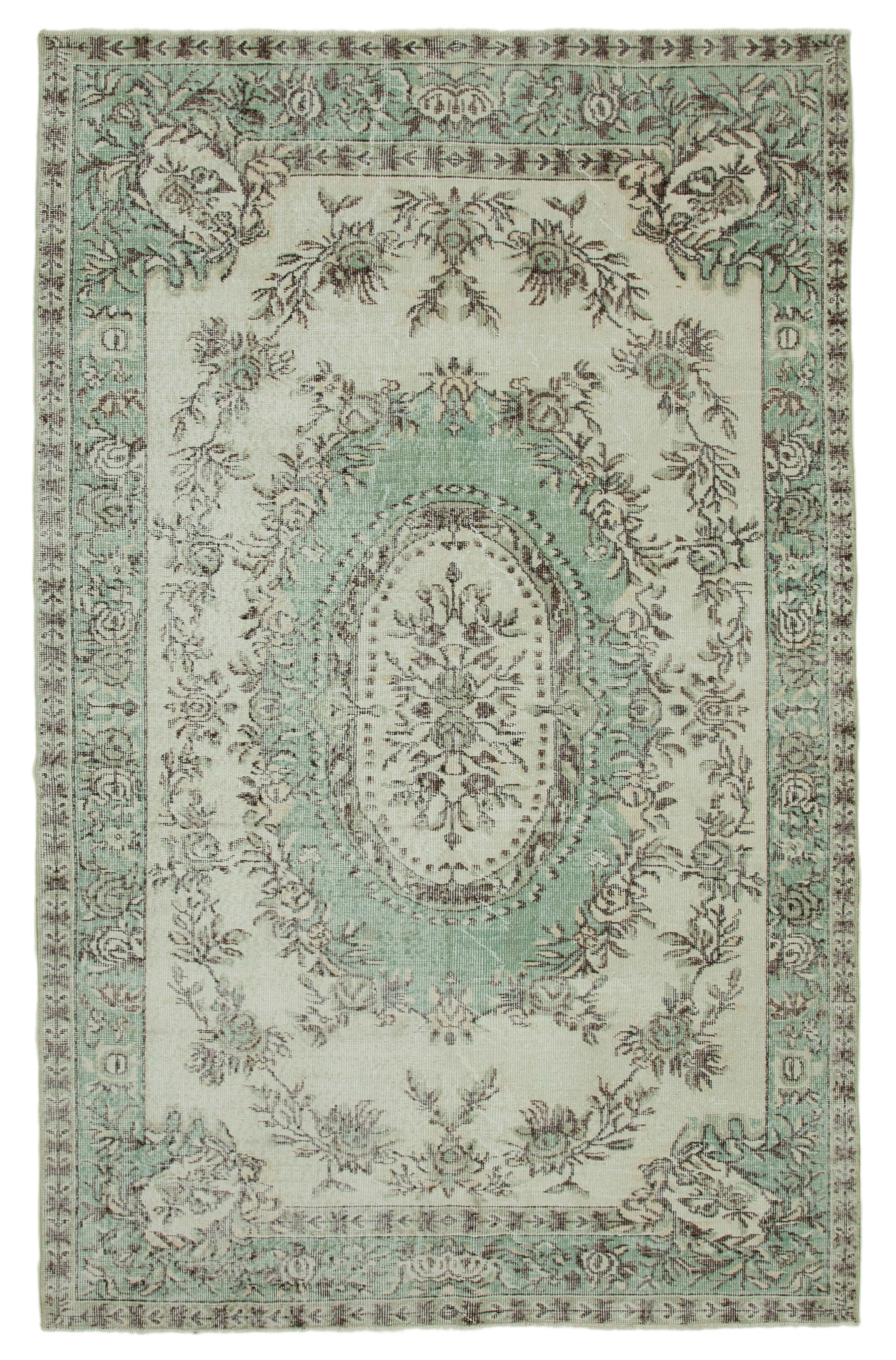 6x9 Beige Turkish Vintage Area Rug - 36360