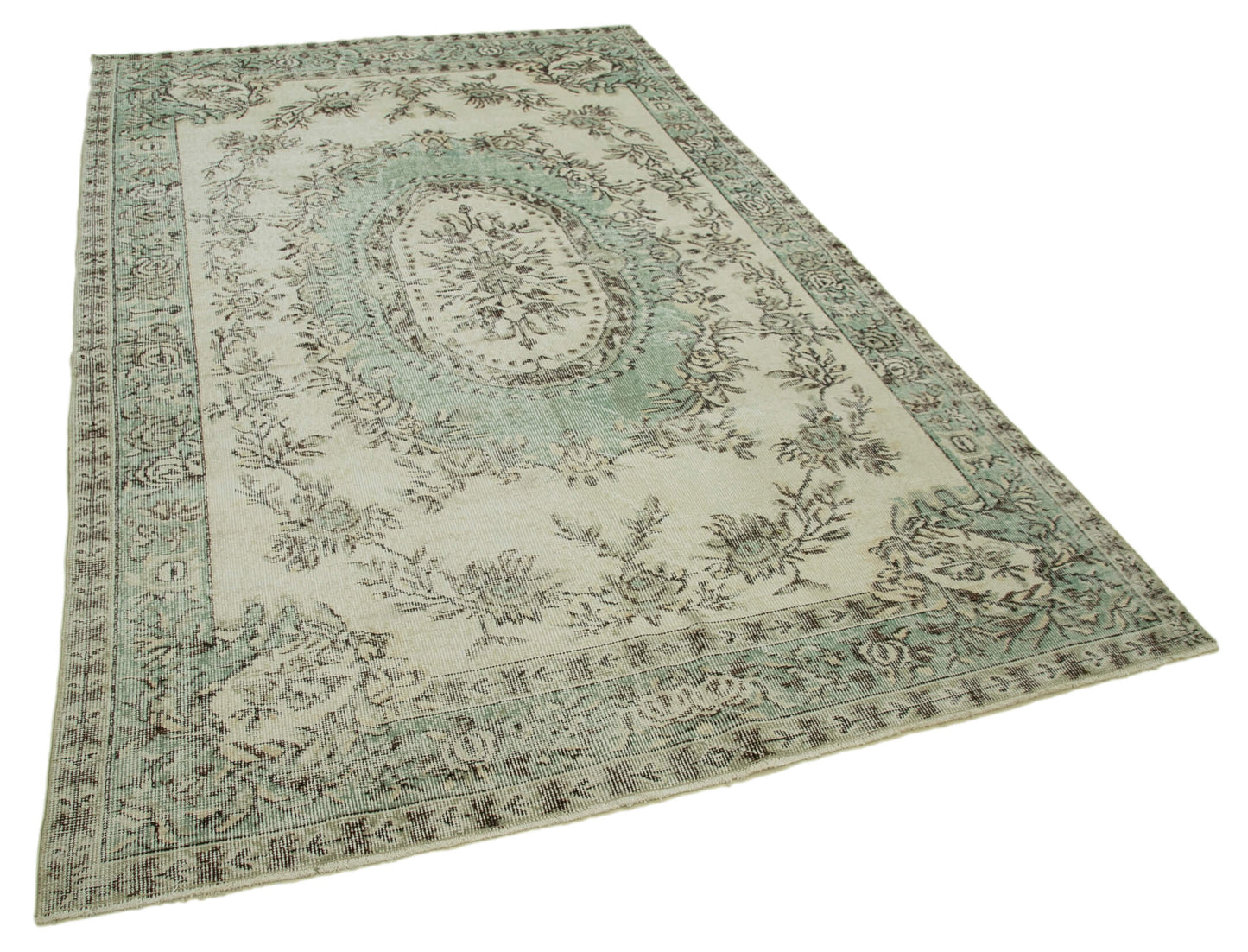 6x9 Beige Turkish Vintage Area Rug - 36360