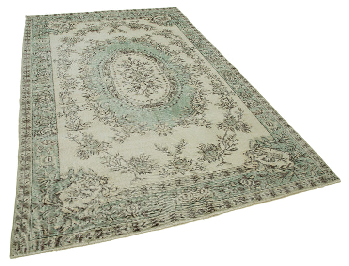 6x9 Beige Turkish Vintage Area Rug - 36360