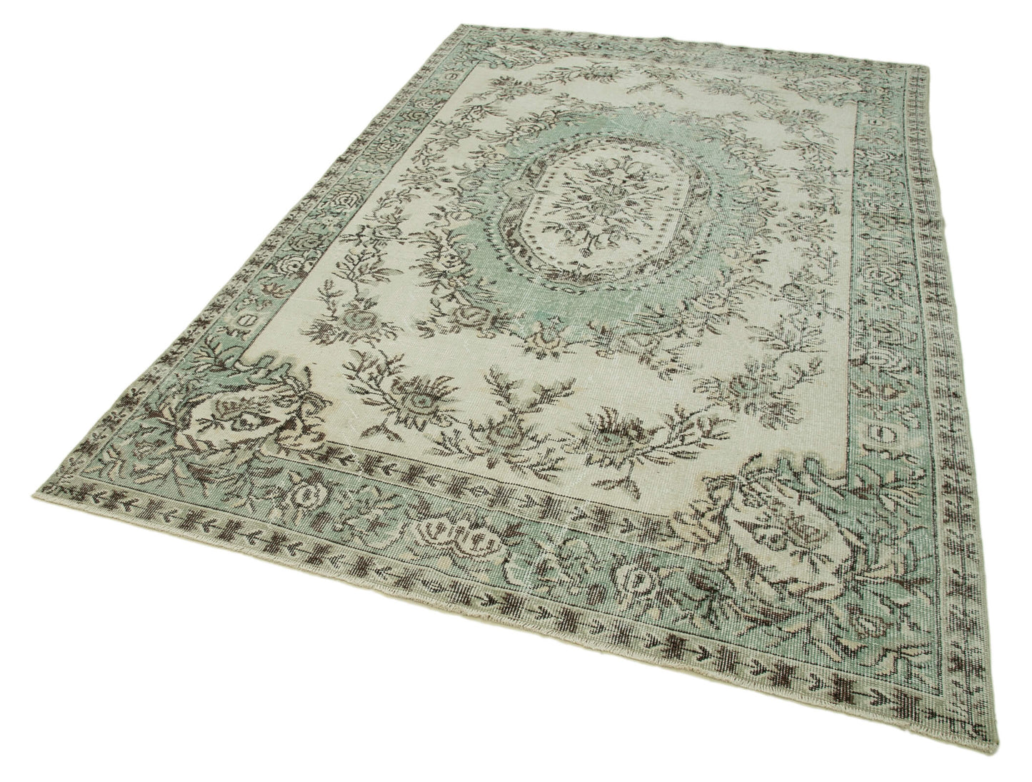6x9 Beige Turkish Vintage Area Rug - 36360
