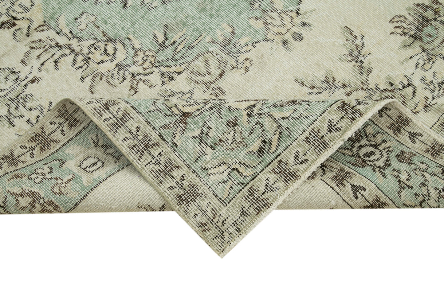 6x9 Beige Turkish Vintage Area Rug - 36360