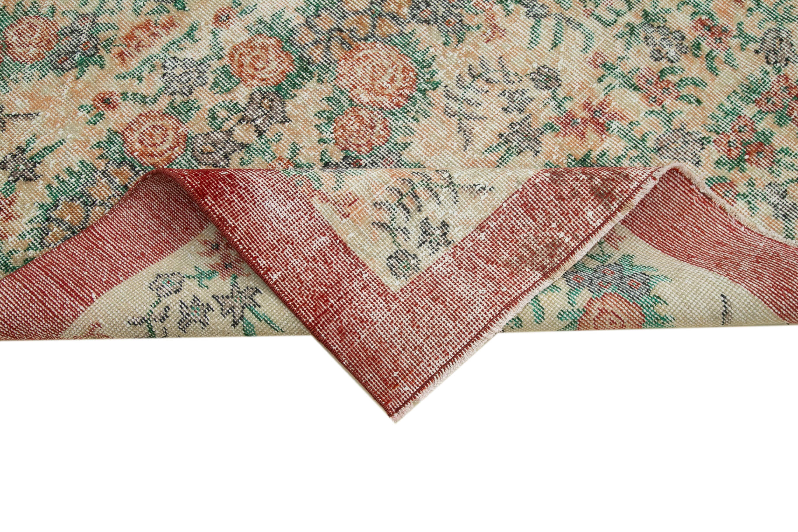 7x10 Beige Turkish Vintage Area Rug - 36366