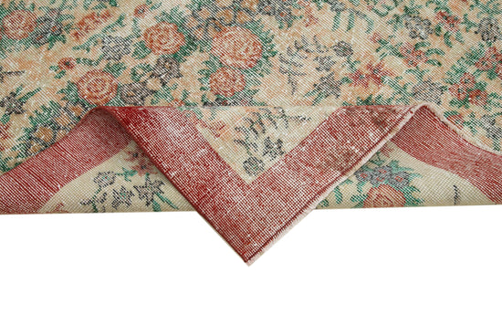 7x10 Beige Turkish Vintage Area Rug - 36366