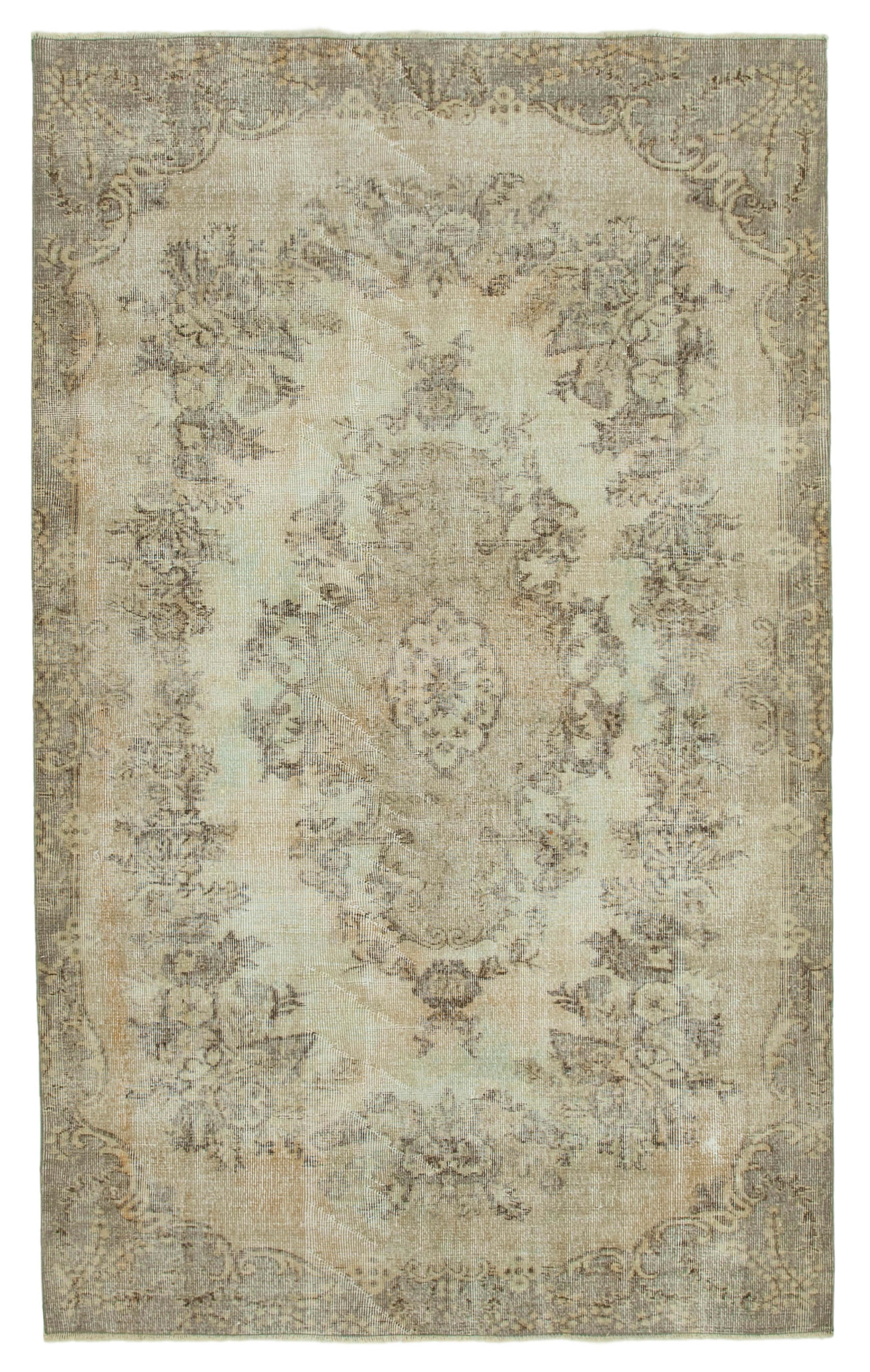 5x9 Beige Turkish Vintage Area Rug - 36465