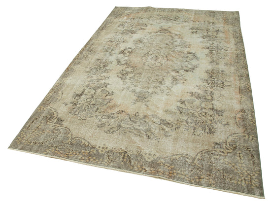 5x9 Beige Turkish Vintage Area Rug - 36465
