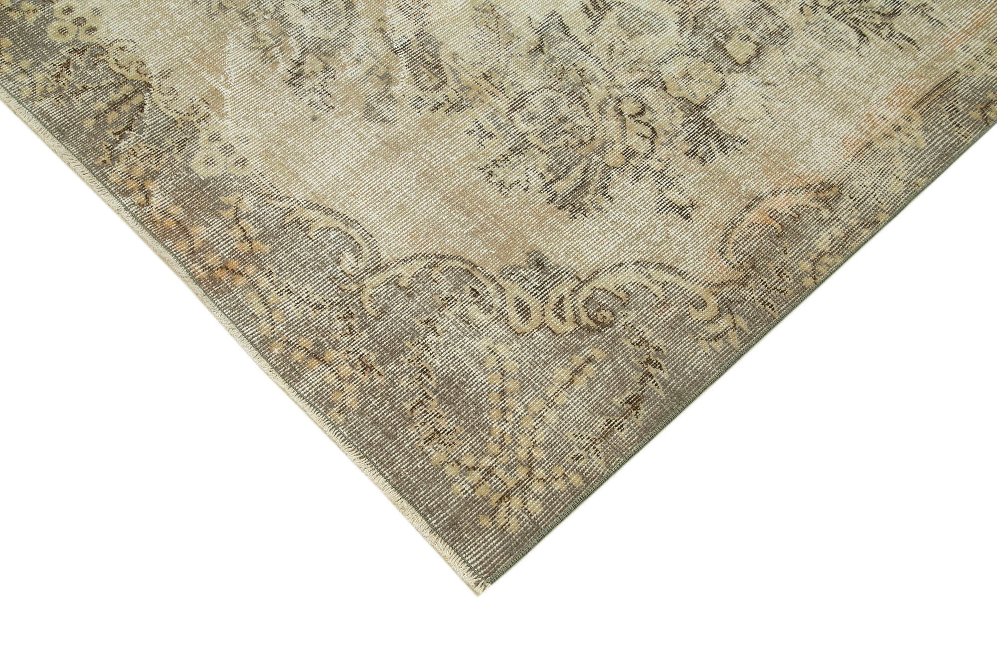 5x9 Beige Turkish Vintage Area Rug - 36465