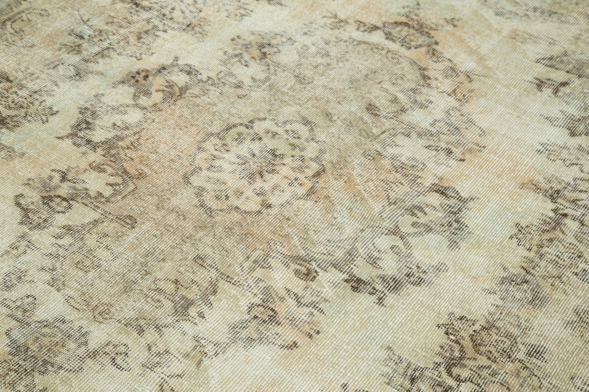 5x9 Beige Turkish Vintage Area Rug - 36465