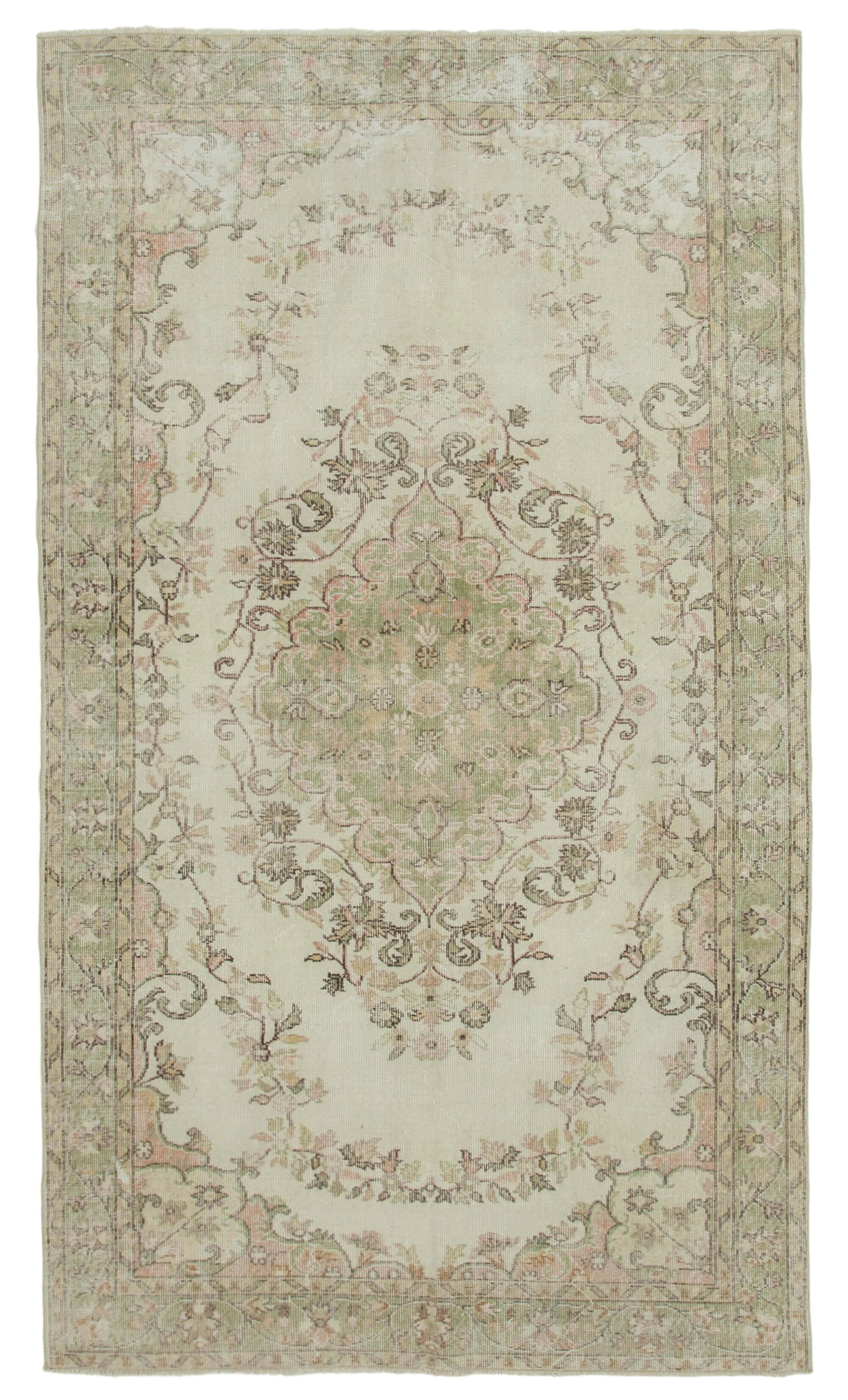 6x10 Beige Turkish Vintage Area Rug - 36490
