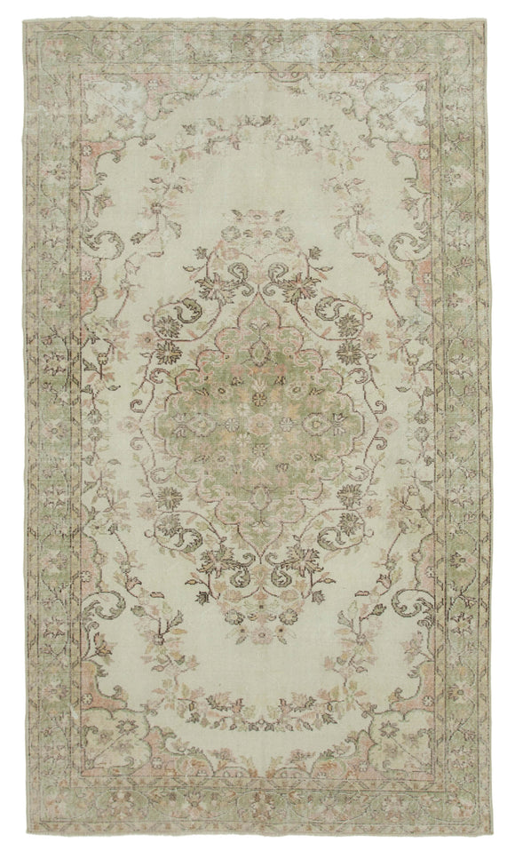 6x10 Beige Turkish Vintage Area Rug - 36490