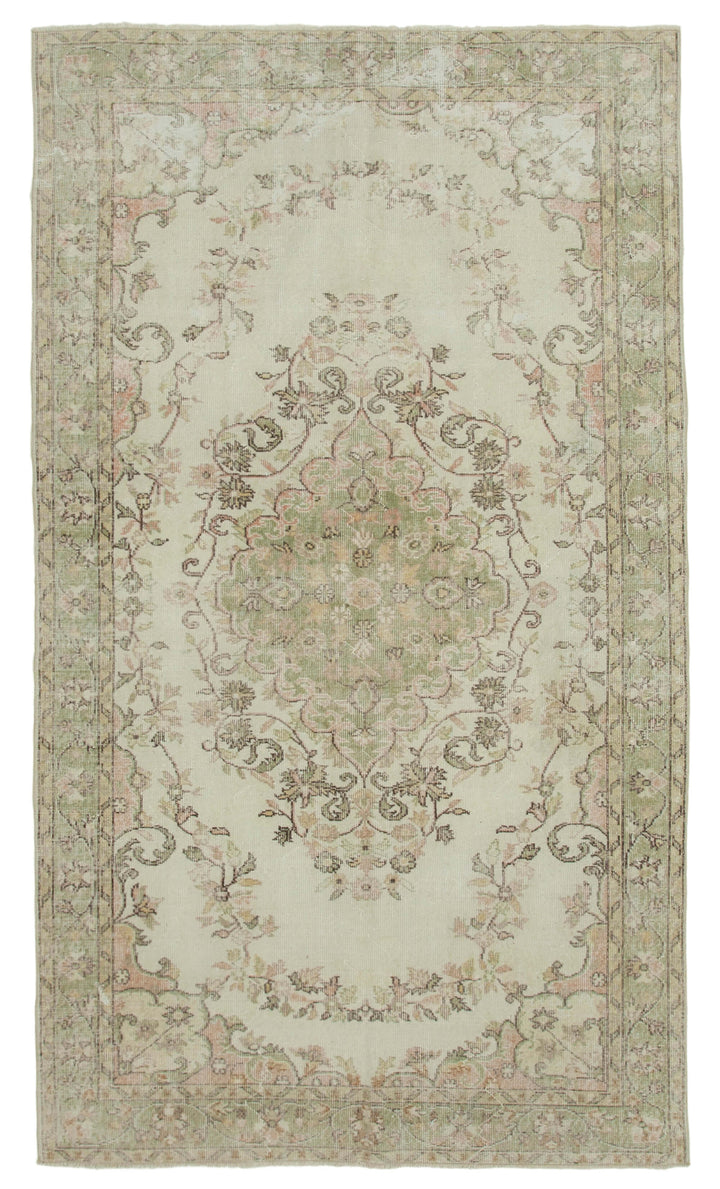 6x10 Beige Turkish Vintage Area Rug - 36490