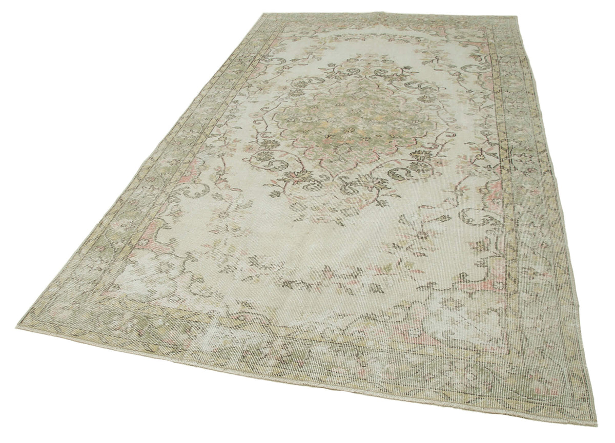 6x10 Beige Turkish Vintage Area Rug - 36490