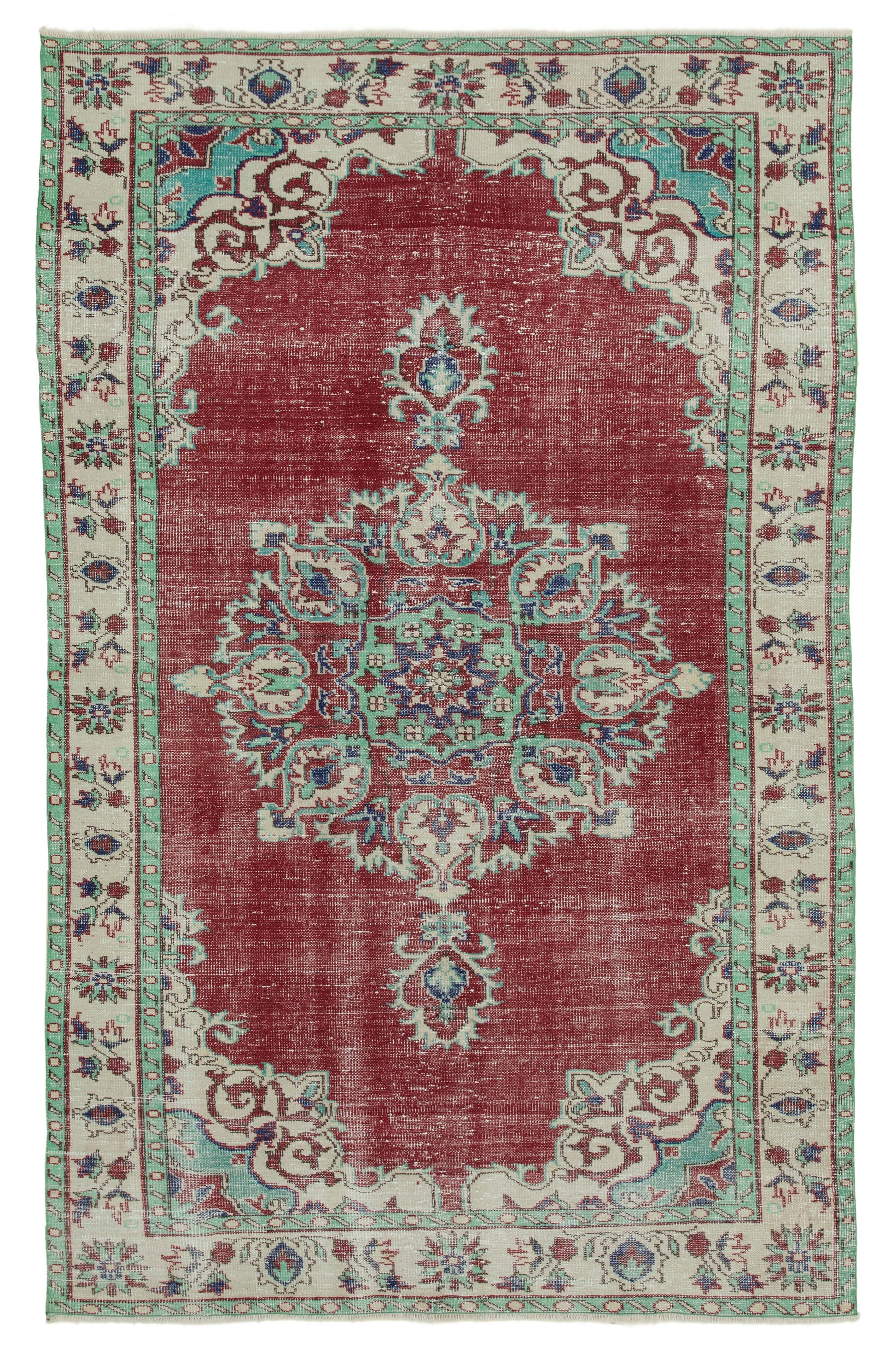 6x10 Beige Turkish Vintage Area Rug - 36502