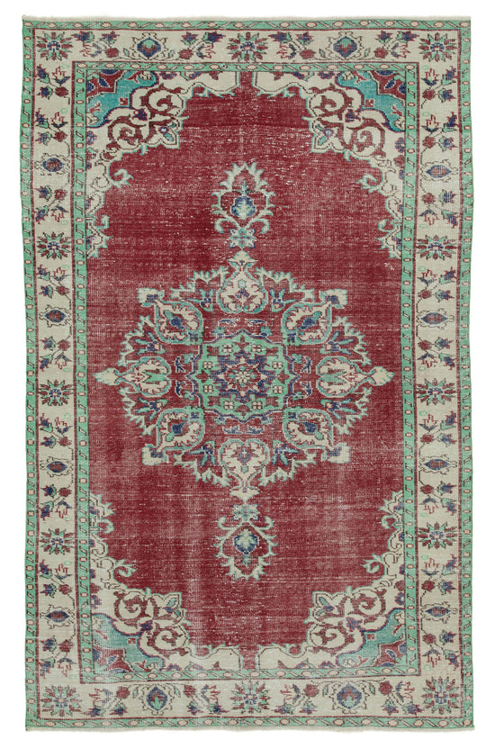 6x10 Beige Turkish Vintage Area Rug - 36502