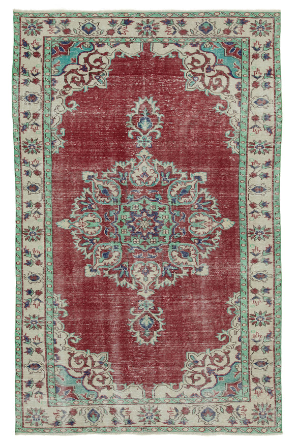 6x10 Beige Turkish Vintage Area Rug - 36502