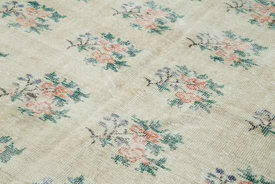 7x9 Beige Turkish Vintage Area Rug - 36537