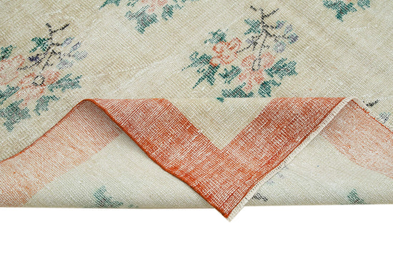 7x9 Beige Turkish Vintage Area Rug - 36537