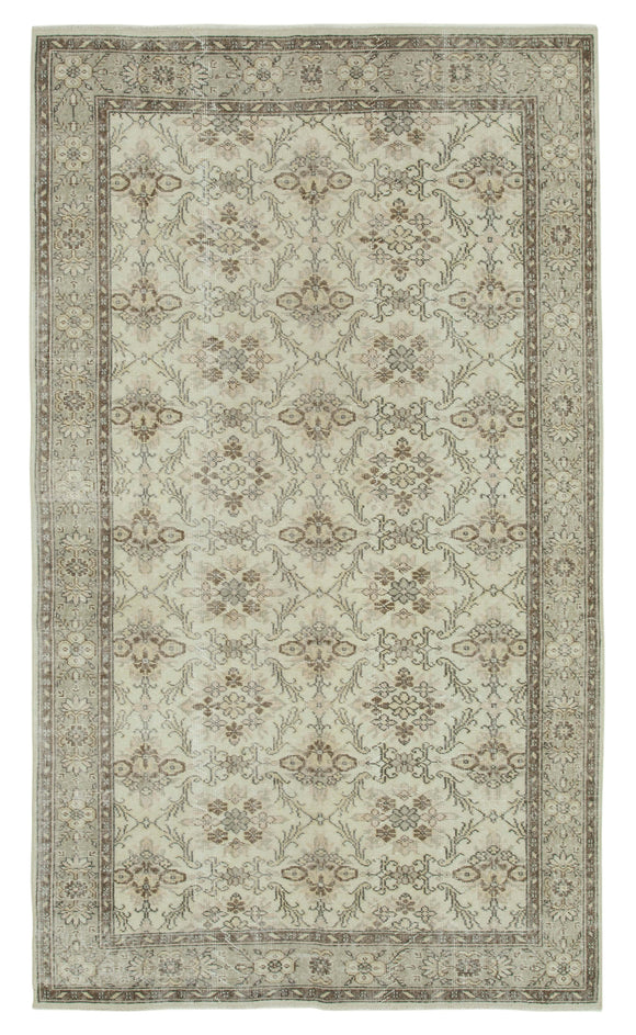 6x10 Beige Turkish Vintage Area Rug - 36556