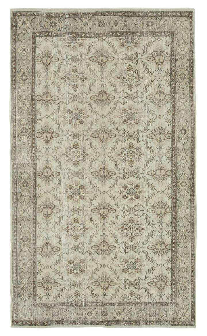 6x10 Beige Turkish Vintage Area Rug - 36556