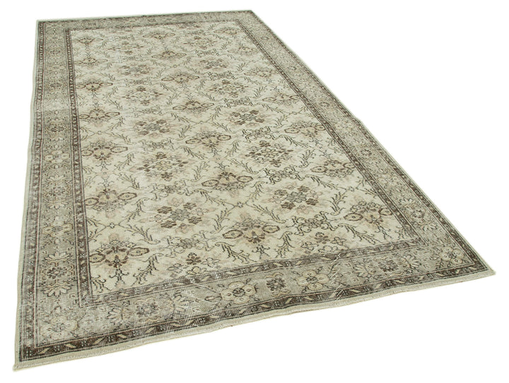 6x10 Beige Turkish Vintage Area Rug - 36556