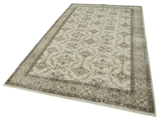 6x10 Beige Turkish Vintage Area Rug - 36556