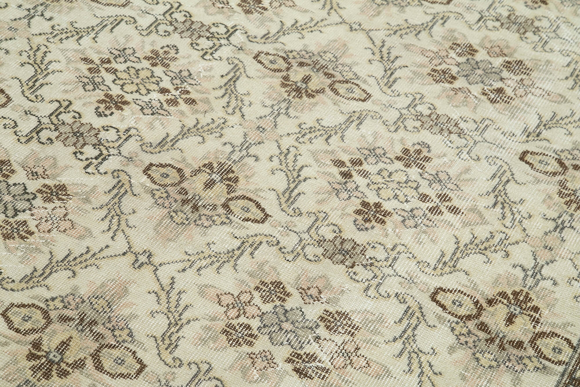 6x10 Beige Turkish Vintage Area Rug - 36556