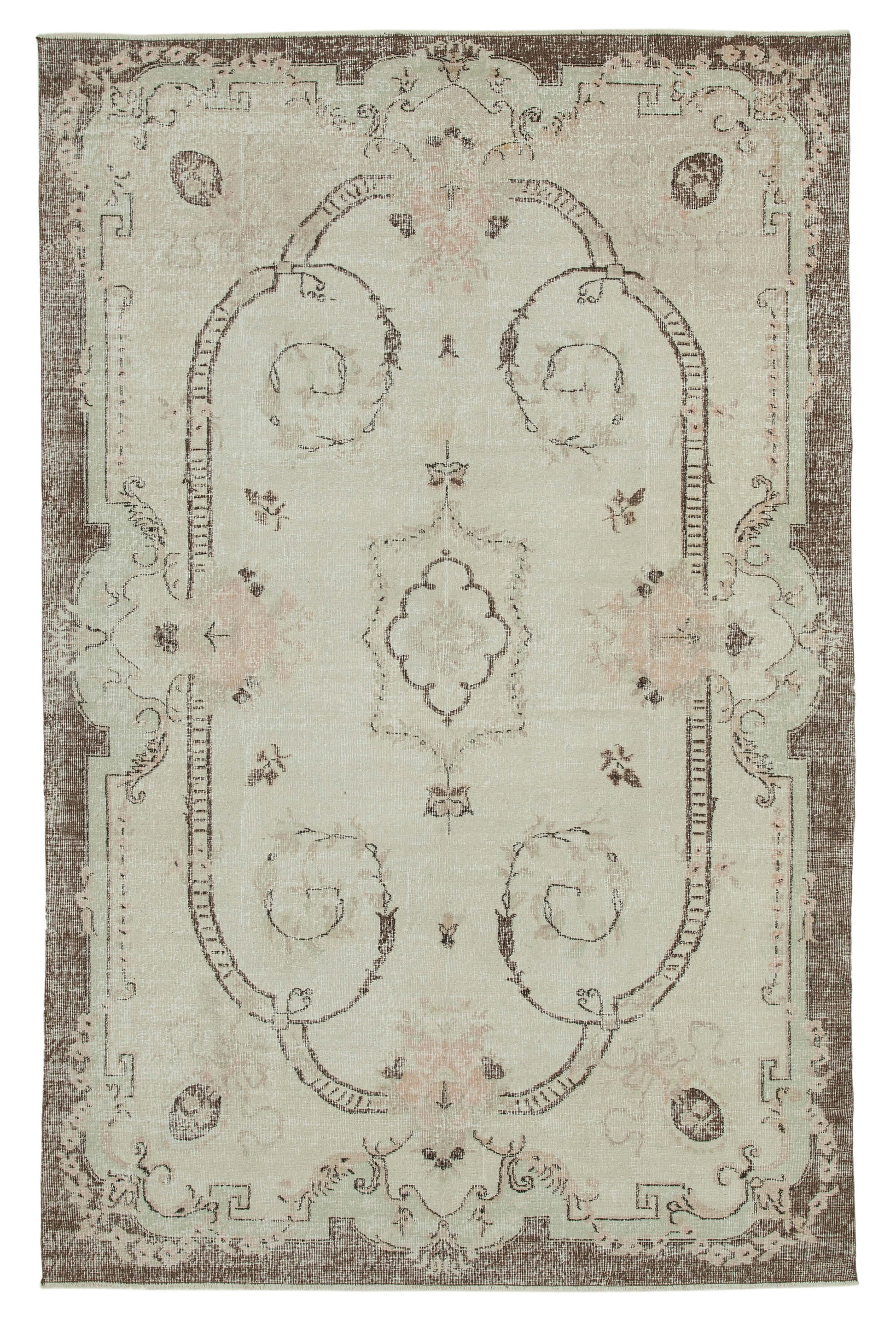6x10 Beige Turkish Vintage Area Rug - 36570