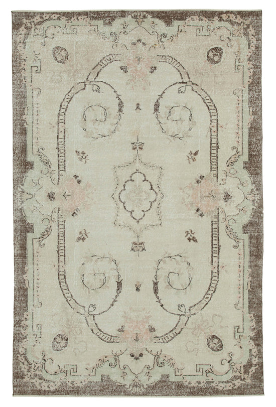 6x10 Beige Turkish Vintage Area Rug - 36570