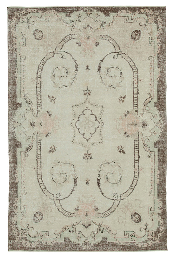 6x10 Beige Turkish Vintage Area Rug - 36570