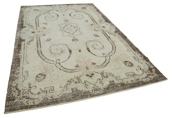 6x10 Beige Turkish Vintage Area Rug - 36570