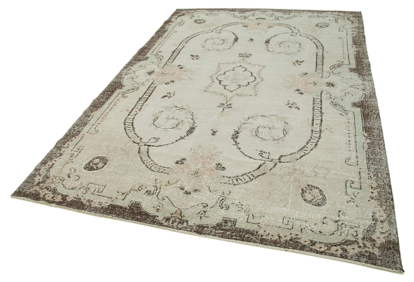 6x10 Beige Turkish Vintage Area Rug - 36570