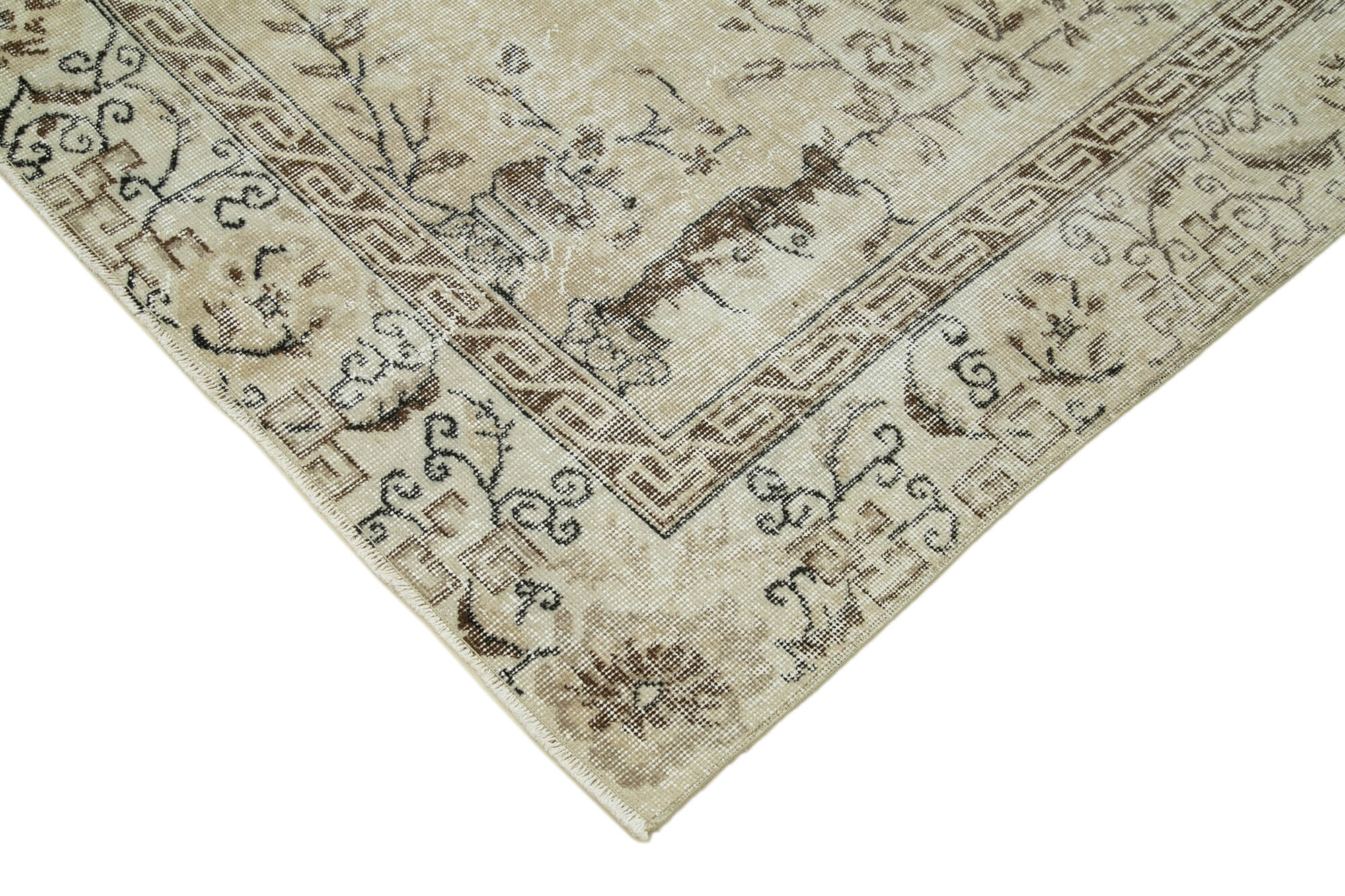 7x10 Beige Turkish Vintage Area Rug - 36576