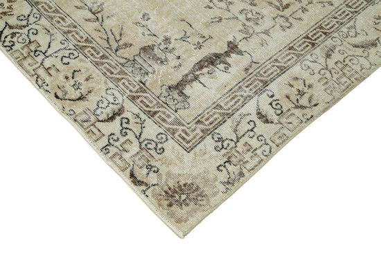 7x10 Beige Turkish Vintage Area Rug - 36576