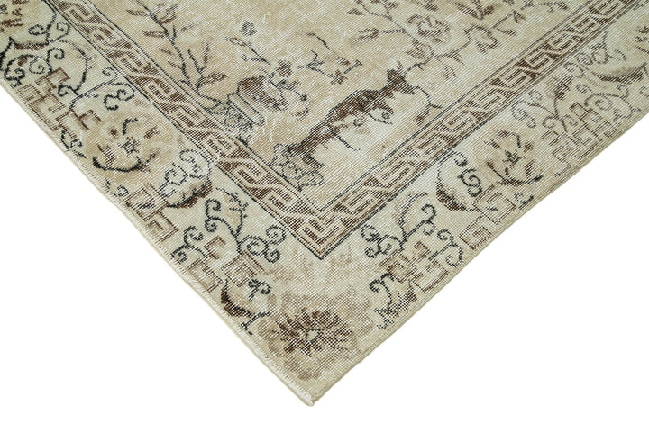 7x10 Beige Turkish Vintage Area Rug - 36576