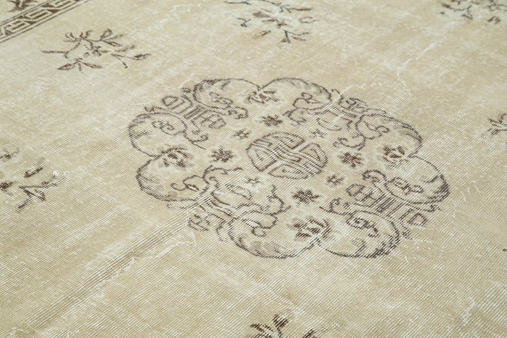 7x10 Beige Turkish Vintage Area Rug - 36576